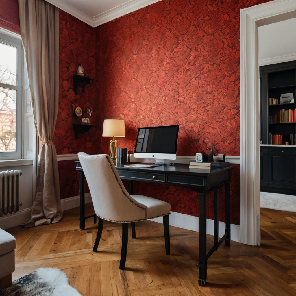 Leonardo_Kino_XL_interior_home_office_with_red_wallpaper_on_th_2.jpg
