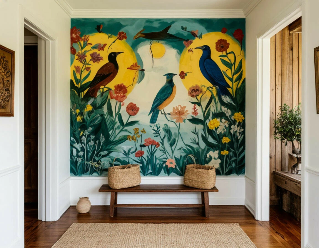 Фреска в интерьере прихожей