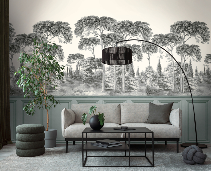 39954-1 Панно AS Creation 265*280, Монохромный лес и панели